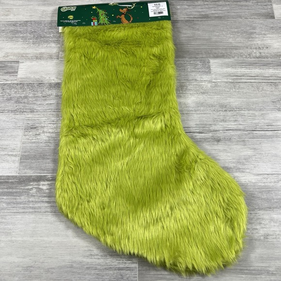 Dr. Seuss The Grinch 36" Jumbo Christmas‎ Stocking, Green Faux Fur MSRP $39.99 - Picture 8 of 8